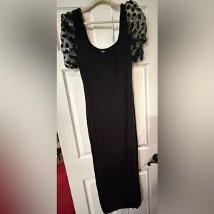 SHEIN Unity Plus Sweetheart Neck Dobby Mesh Puff Sleeve Dress